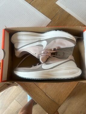 Nike Women's Blush Pink and White Athletic Running Shoes